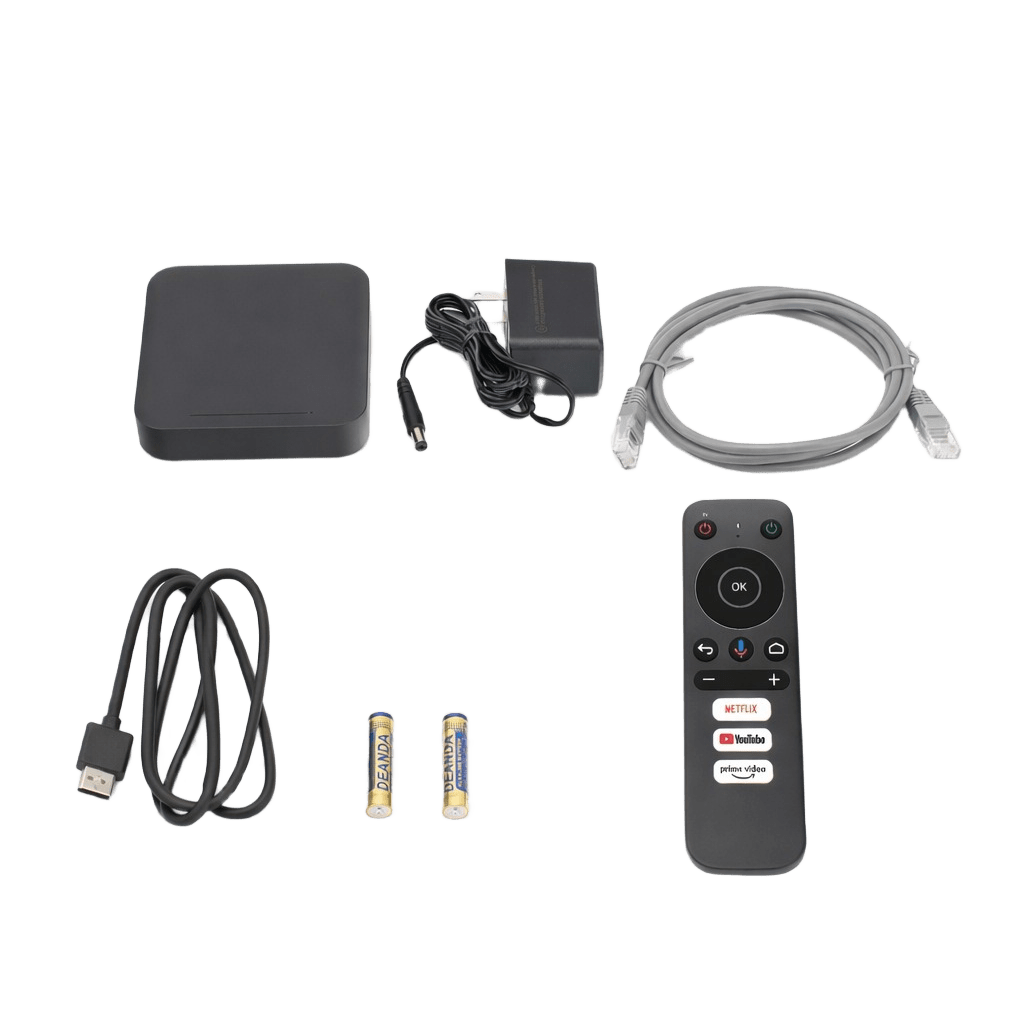 STB 4K Android con Google TV / Alto Rendimiento / Conexión Wi-Fi y por Cable / Control Remoto Bluetooth / Salida HDMI / APP Hik Connect Pre-instalada