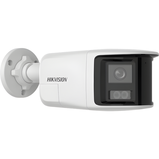[PROTECCIÓN ACTIVA] Bala IP 6 Megapixel / 2 Lentes de Lente 2.8 mm (Imagen Panorámica 180°) / 30 mts IR / Exterior IP67 / Luz Intermitente y Alerta
