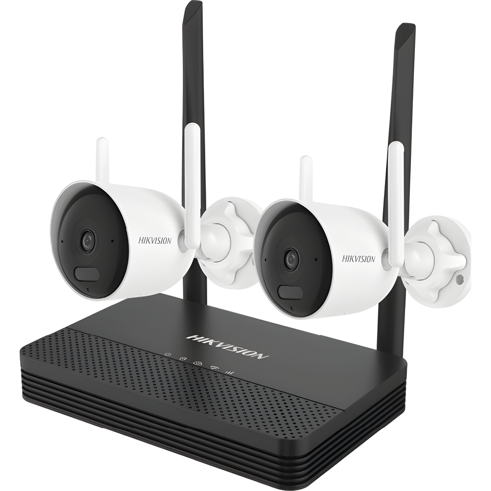 Kit IP Inalámbrico 2 Megapixel (1080p) / NVS 4 Canales / 2 Cámaras Bala para Exterior con Lente 2.8 mm y Dual Light (30 mts IR + 20 mts Luz Blanca)