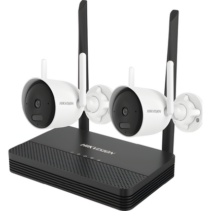 Kit IP Inalámbrico 2 Megapixel (1080p) / NVS 4 Canales / 2 Cámaras Bala para Exterior con Lente 2.8 mm y Dual Light (30 mts IR + 20 mts Luz Blanca)