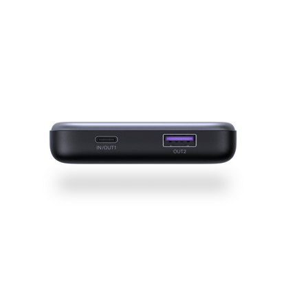 Power bank Ultradelgado 10000mAh / 20W Máximo / Puerto USB-C PD3.0 PPS / Puerto USB-A 22.5W / Batería Polímero de Litio / Pantalla Digital / Carga