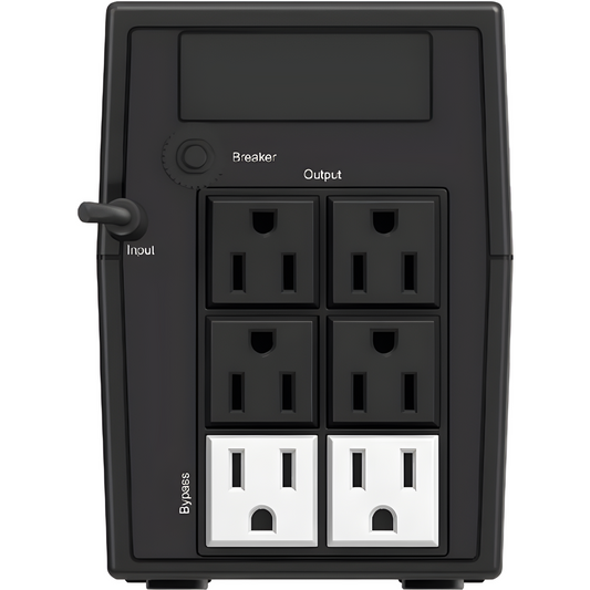 UPS de 1000 VA / 600 W / Protección Contra Sobrecarga y Descarga / Entrada y Salida 120 VCA / 6 Tomas NEMA 5-15R (4 con Respaldo y 2 sin Respaldo)