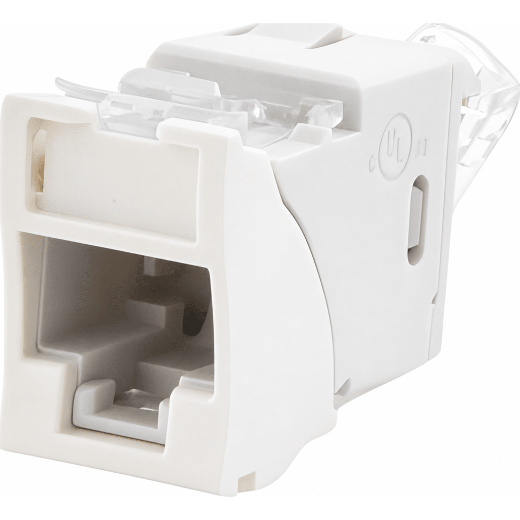 Jack Ultramax Cat6, UTP, Montaje Híbrido en Placa de Pared (Plano y Angulado), Color Blanco, Punch Down