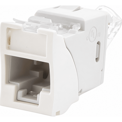 Jack Ultramax Cat6, UTP, Montaje Híbrido en Placa de Pared (Plano y Angulado), Color Blanco, Punch Down