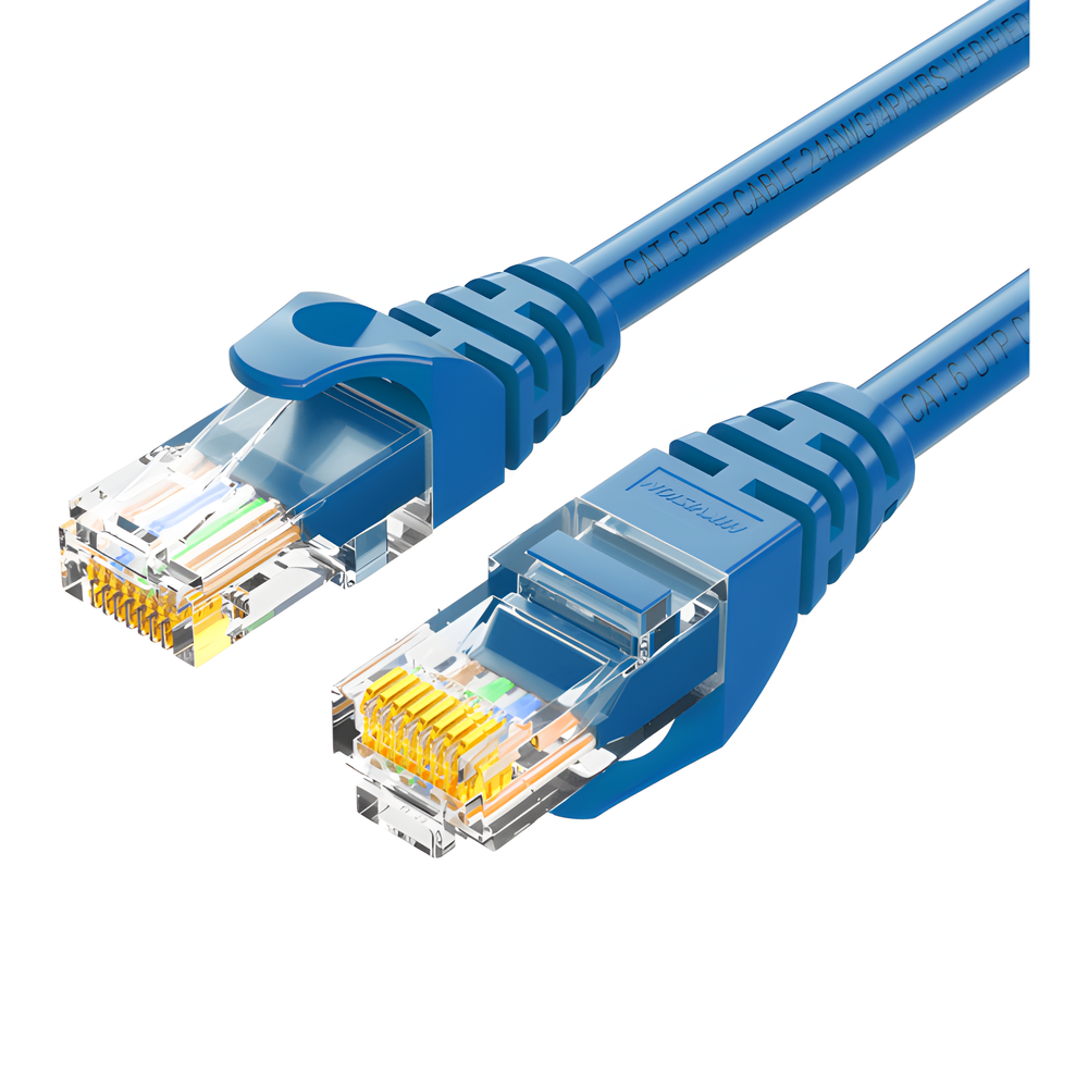 Cable de Parcheo (Patch Cord) / UTP / Cat. 6 (24 AWG) / 2 Metros (6.56 Pies) / Color Azul / Ideal para PoE+ / Interior