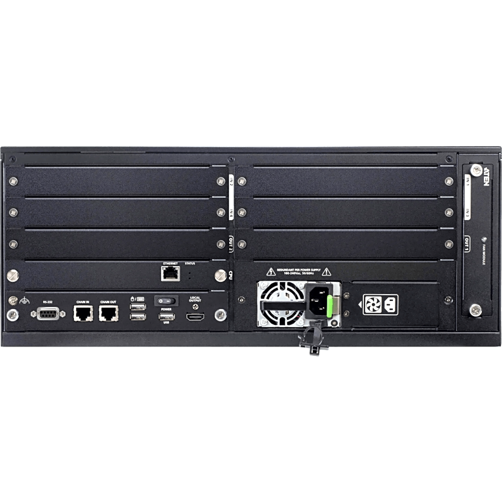 Procesador de Video Wall Modular 4U / 16 Entradas 8 Salidas / True 4K@60Hz / FPGA / H.265-H.264 / Redundancia Dual PSU / Encadenamiento