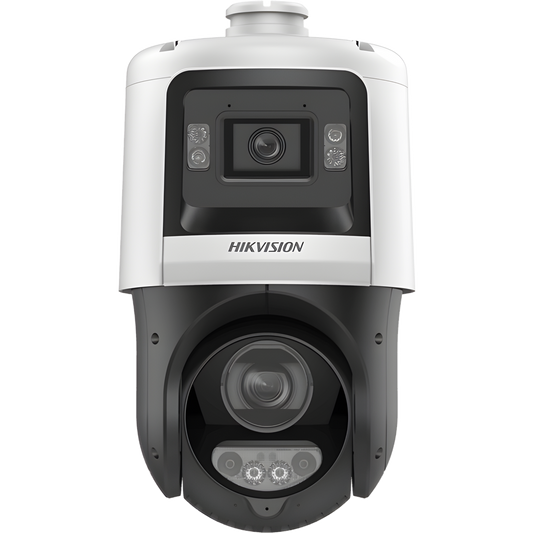 [TandemVu] Domo PTZ IP 4 Megapixel + Cámara Fija 4 Megapixel / 15X Zoom / 100 mts IR + 30 mts Luz Blanca / IP67 / ACUSENSE / PoE+ / 2 Micrófonos