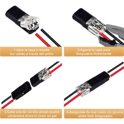 Bolsa con 25 conectores / Enchufables / Para 2 cables / compatibles en calibre 22 al 18 AWG