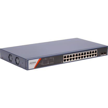 Switch Gigabit PoE+ / Administrable / 24 Puertos 1000 Mbps PoE+ / 2 Puertos SFP / Configuración Remota desde Hik-PartnerPro / PoE Extendido 250