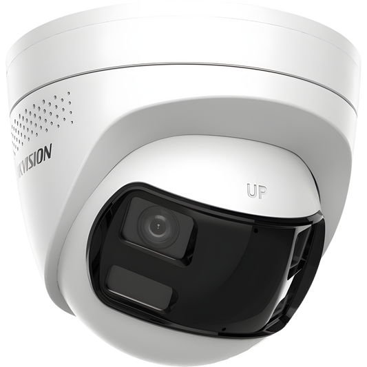 [PROTECCIÓN ACTIVA] Turret IP 6Megapixel / 2 Lentes de 2.8 mm (Imagen Panorámica 180°) / 30 mts IR / Exterior IP67 / Luz Intermitente y Alerta de
