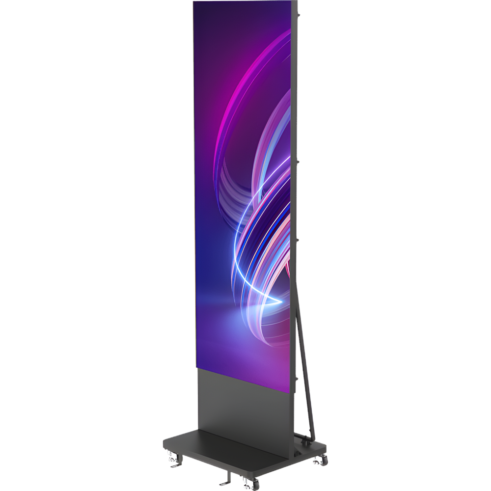 Poster LED de Piso / Pixel Pitch 1.8 mm / Modular (Puede Crecer con Mas Posters) / Case para Transporte / Uso en Interior / Calidad de Video Destacada