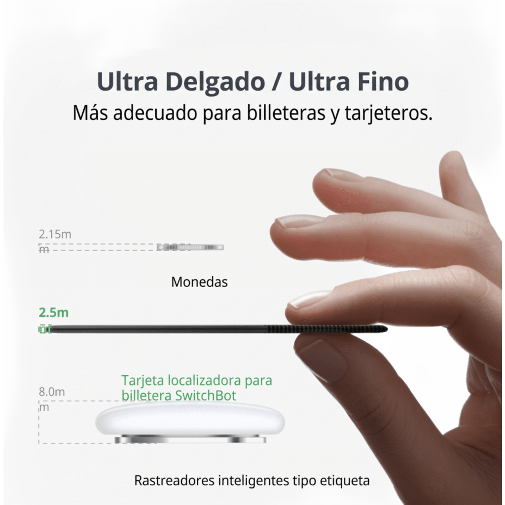 Localizador de Billetera / Compatible Apple Find My / Bluetooth BLE / NFC 13.56 MHz / IP67 / Batería 540 mAh / 3 Años Autonomía / 85 x 54 x 2.5 mm
