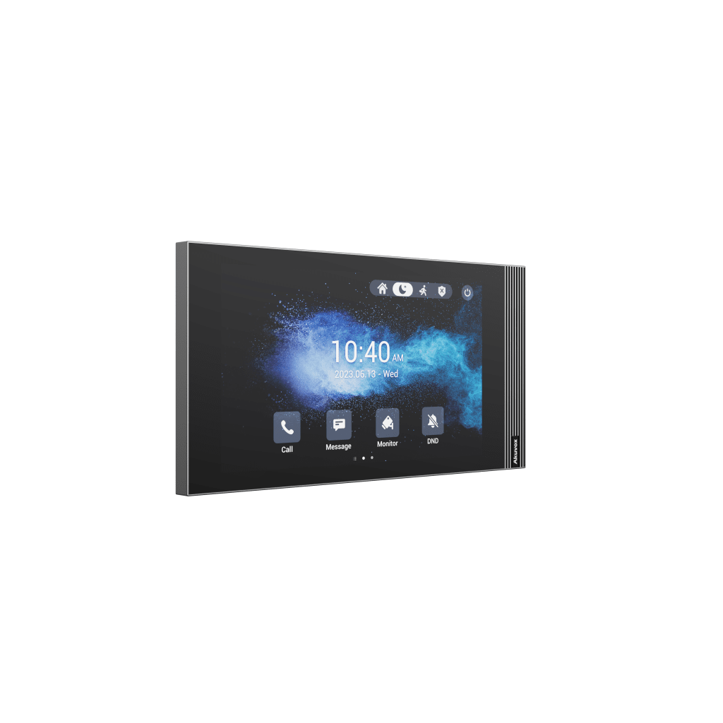 Monitor interior linux para videoportero IP / pantalla táctil 7 pulgadas / WiFi 6 / PoE / SIP / 8 entradas de alarma / instalación horizontal o