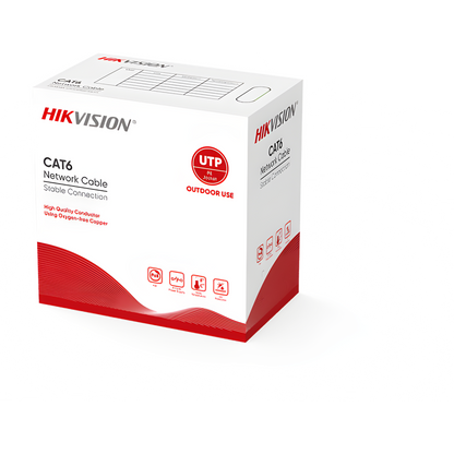 Bobina de Cable UTP 305 Metros (1000 Pies) / Cat 6 (24 AWG) / Color Negro / Uso en Exterior / 100% Cobre / Aplicaciones de CCTV y Redes de Datos