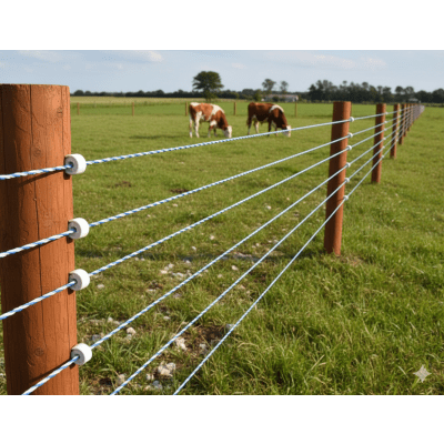 Alambre Polywire para Cercas Eléctricas / Diámetro 2.5 mm / Longitud 500 m por Rollo / Conductor Acero Inoxidable 6x0.15 mm / Resistencia Eléctrica