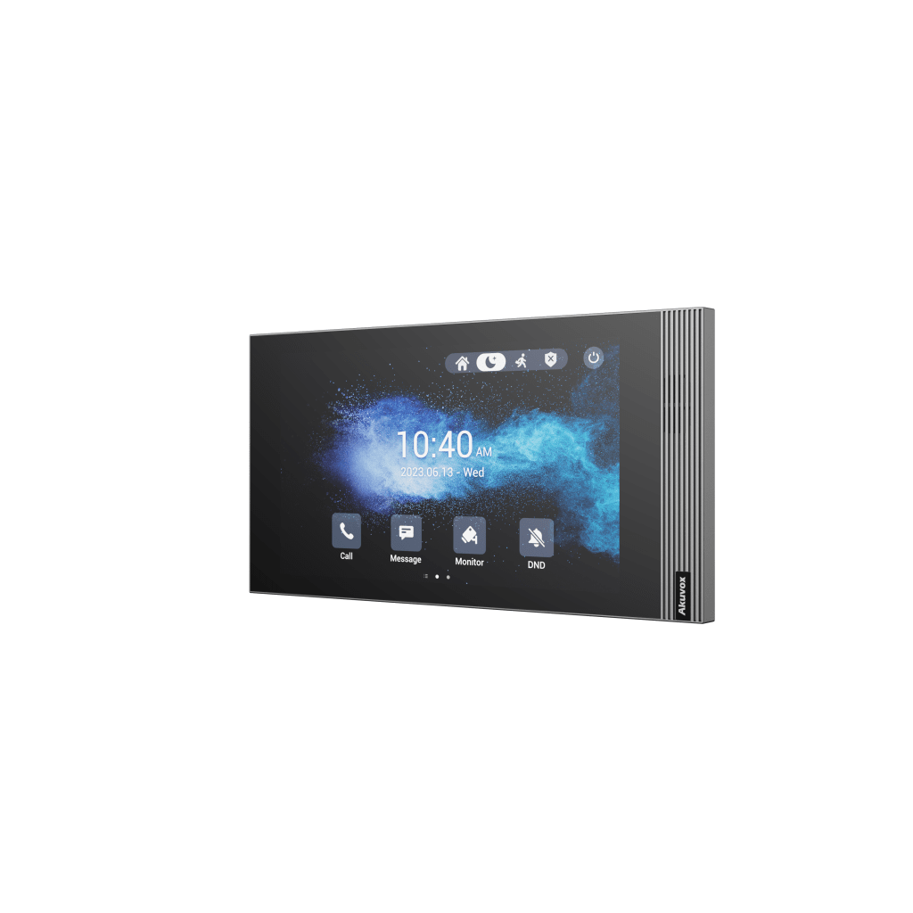 Monitor interior linux para videoportero IP / pantalla táctil 7 pulgadas / WiFi 6 / PoE / SIP / 8 entradas de alarma / instalación horizontal o