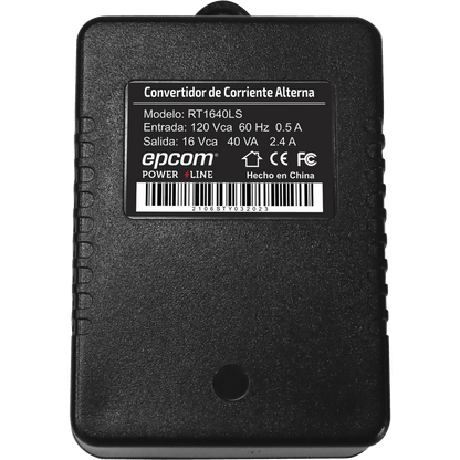 Transformador 16 Vca 40 VA / Entrada 120 Vca / Protección Contra Sobretensiones y Anti-Interferencia / Alta Eficiencia Para Equipos de Seguridad