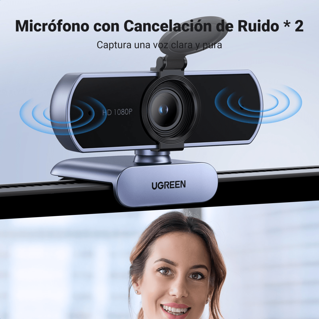 Cámara Web HD USB / 1080p 30 FPS / Campo de Visión 85° / Micrófonos Duales Omnidireccionales / Enfoque Fijo / Cable 2 m (6.6 ft) / Plug-and-Play