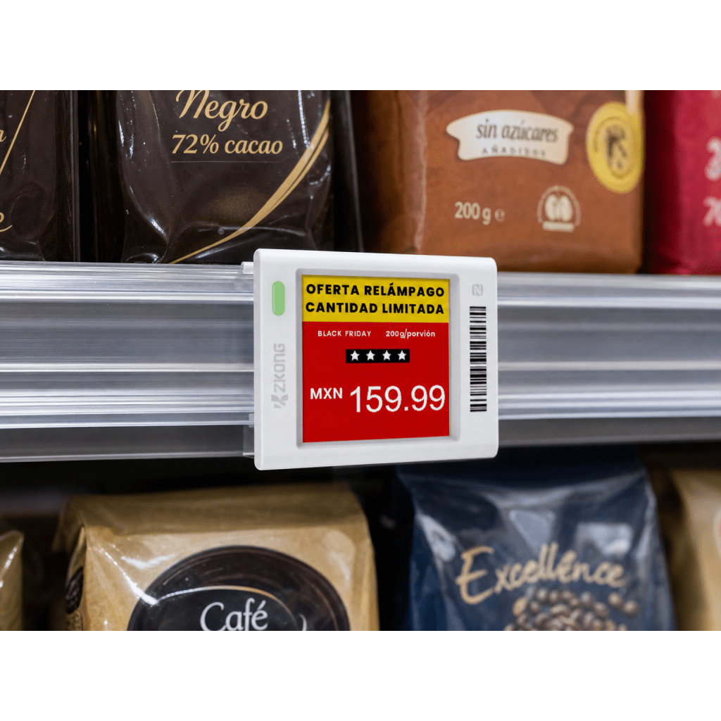Etiqueta Electrónica de Estantería ESL 1.5" / Pantalla EPD Gráfica Matriz de Puntos 152x152 píxeles / 4 Colores (Negro Blanco Rojo Amarillo) / BLE