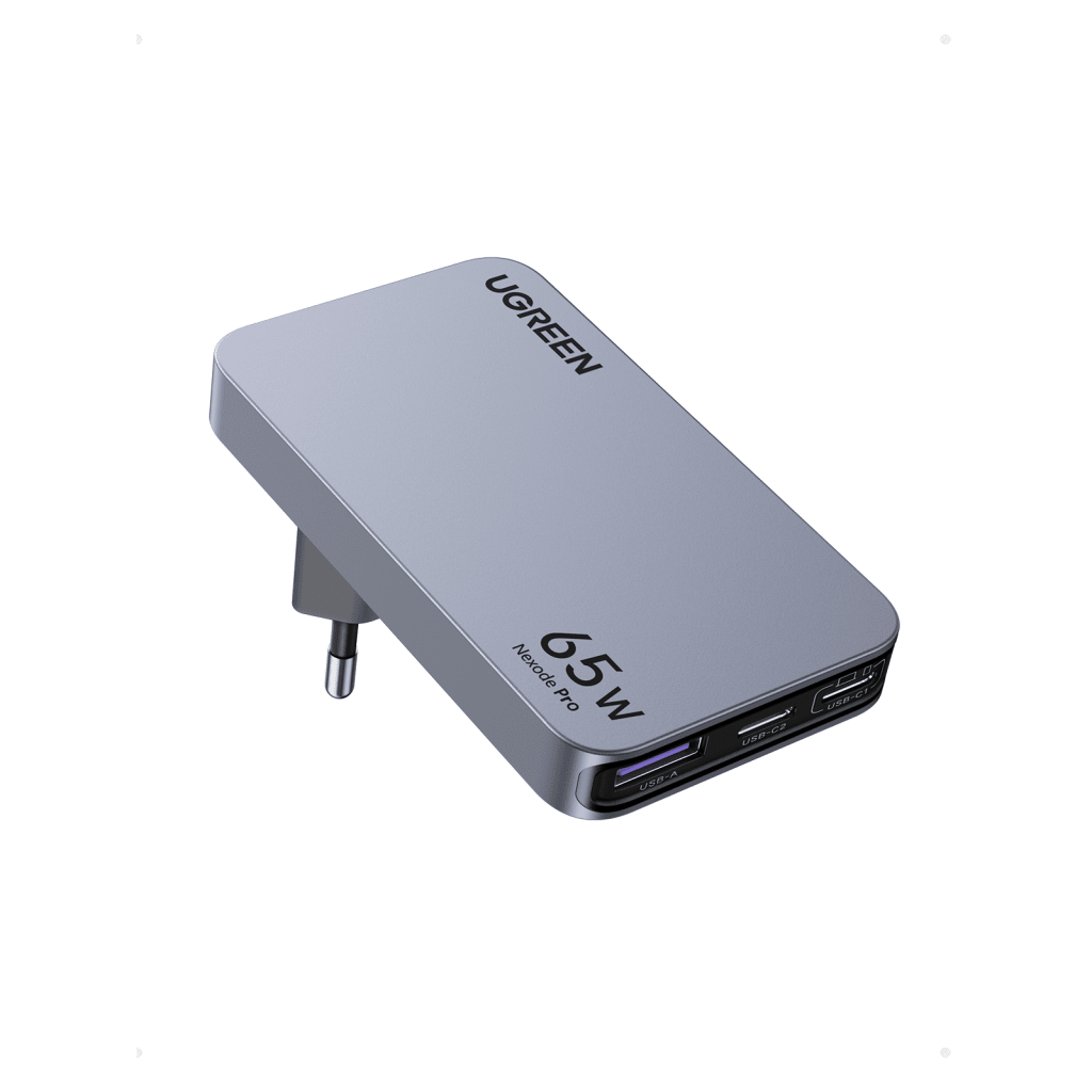 Cargador Rápido GaN 65W UGREEN / 2 Puertos USB-C + 1 Puerto USB-A / Tecnología GaN / Carga Rápida PPS PD 3.0 QC 4.0 / Compatibilidad Universal