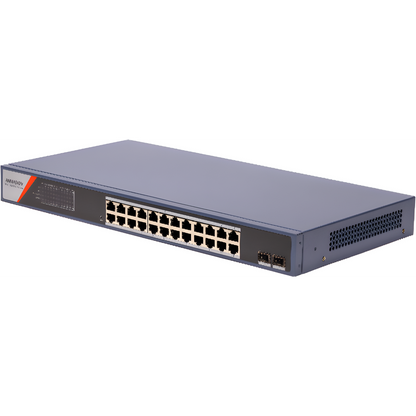 Switch Gigabit PoE+ / Administrable / 24 Puertos 1000 Mbps PoE+ / 2 Puertos SFP / Configuración Remota desde Hik-PartnerPro / PoE Extendido 250