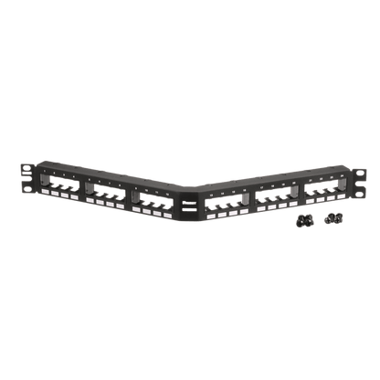 Panel de Parcheo Modular Mini-Com (Sin Conectores), Angulado, Sin Blindaje, Con Números Pre-Impresos, de 24 Puertos, 1UR