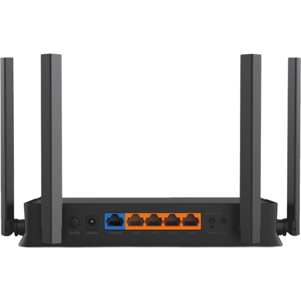 Router Wi-Fi 7 / BE3600 3.6 Gbps / Doble Banda 2.4 GHz y 5 GHz / MLO + 4K-QAM / 1× WAN + 4× LAN Gigabit / 4 Antenas Externas con Beamforming