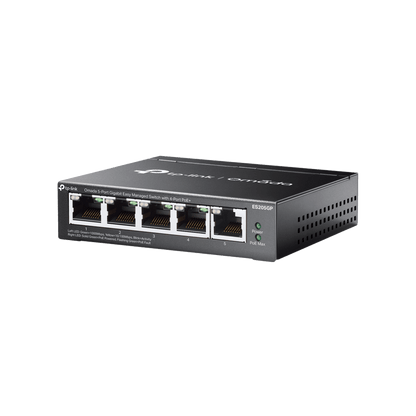 Switch Gestionado 5 Puertos Gigabit / 4 Puertos PoE+ 802.3at/af / 65W Power Budget / Gestión Cloud Omada SDN / Sin Ventiladores / QoS / VLAN