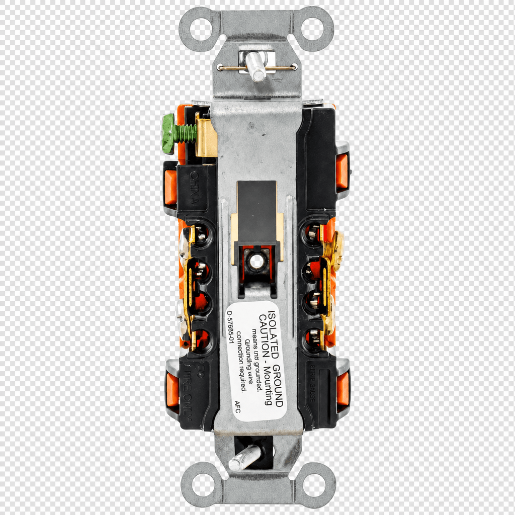 Contacto Dúplex Grado Comercial / 20A 125V / Conexión a Tierra Aislada / 2 Polos 3 Hilos / NEMA 5-20R / Color Naranja