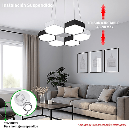 Lampara LED Poligonal de 18 W / 1 800 lm / 127-265V~50/60Hz / Acabado Blanco Mate / Angulo de Luz 140° / Dimensiones 230 x 60 mm (Largo y Alto)