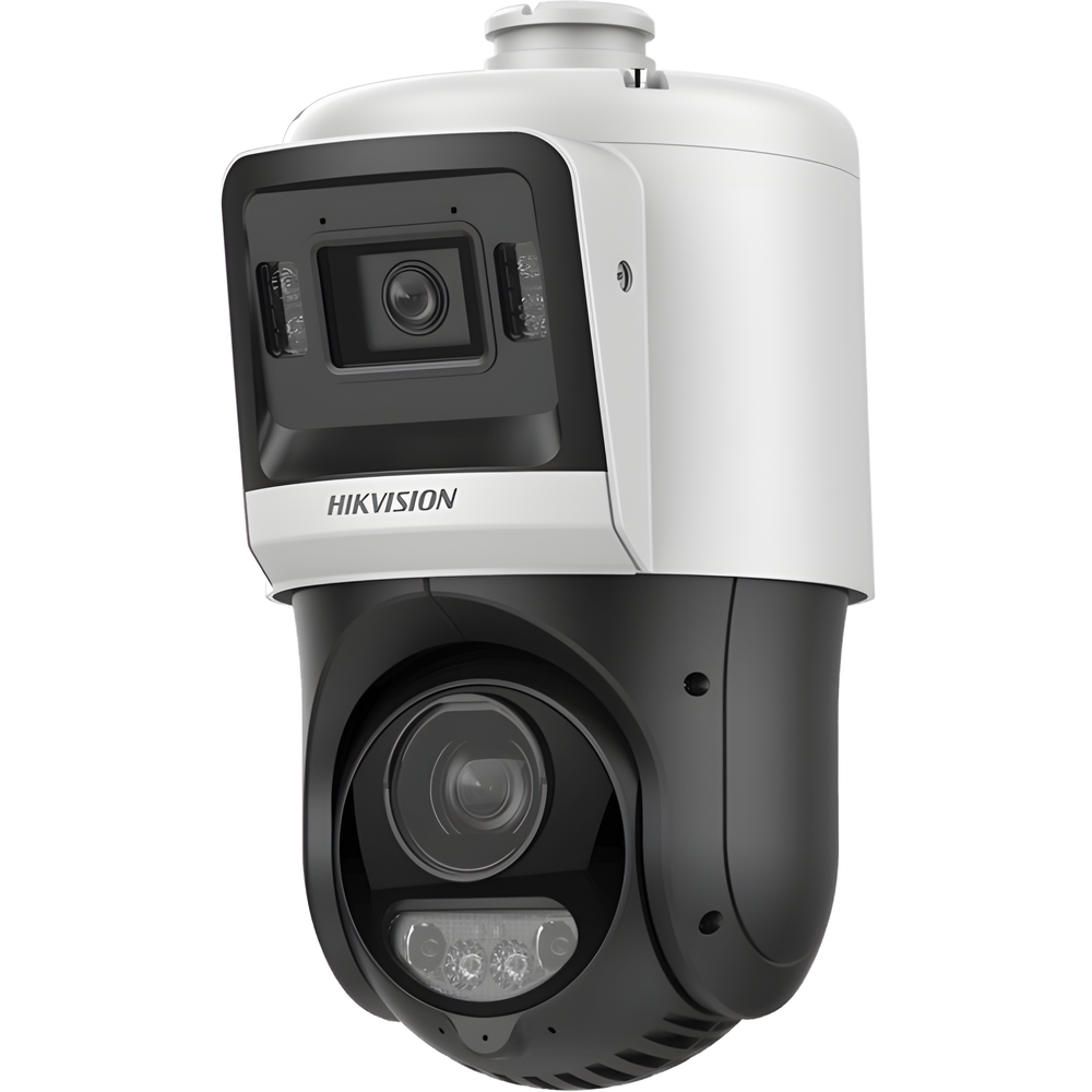 [TandemVu] Domo PTZ IP 4 Megapixel + Cámara Fija 4 Megapixel / 15X Zoom / 100 mts IR + 30 mts Luz Blanca / IP67 / ACUSENSE / PoE+ / 2 Micrófonos