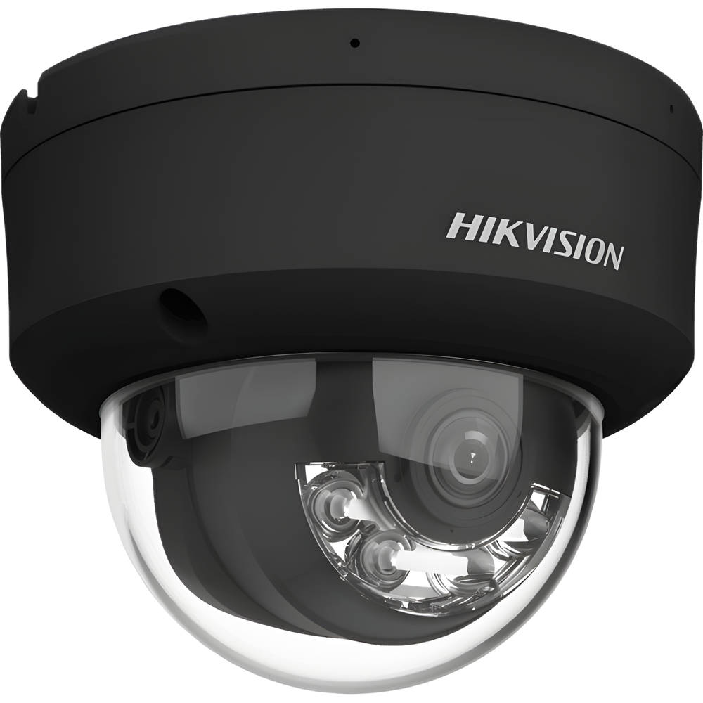Domo IP 4 Megapixel / Color Negro / Lente 2.8 mm / Dual Light (30 mts Luz Blanca + 30 mts IR) / 2 Micrófonos Integrados / ACUSENSE / Exterior IP67