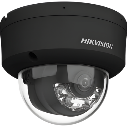 Domo IP 4 Megapixel / Color Negro / Lente 2.8 mm / Dual Light (30 mts Luz Blanca + 30 mts IR) / 2 Micrófonos Integrados / ACUSENSE / Exterior IP67