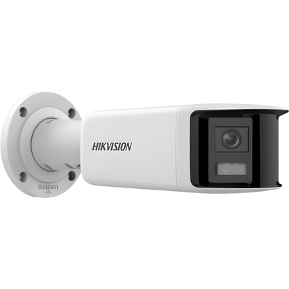 [FlexVu] [PROTECCIÓN ACTIVA] Bala IP Panorámica 4 Megapixel / 2 Lentes 2.8 mm (180°) / Imagen a Color 24/7 (ColorVu) / PoE / WDR 130° / IP67
