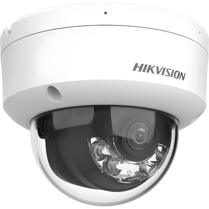 [Dual Light + 2 Micrófonos Integrados] Domo IP 6 Megapixel / Lente 2.8 mm / 30 mts Luz Blanca + 30 mts IR / ACUSENSE / Exterior IP67 / IK10 / WDR 120