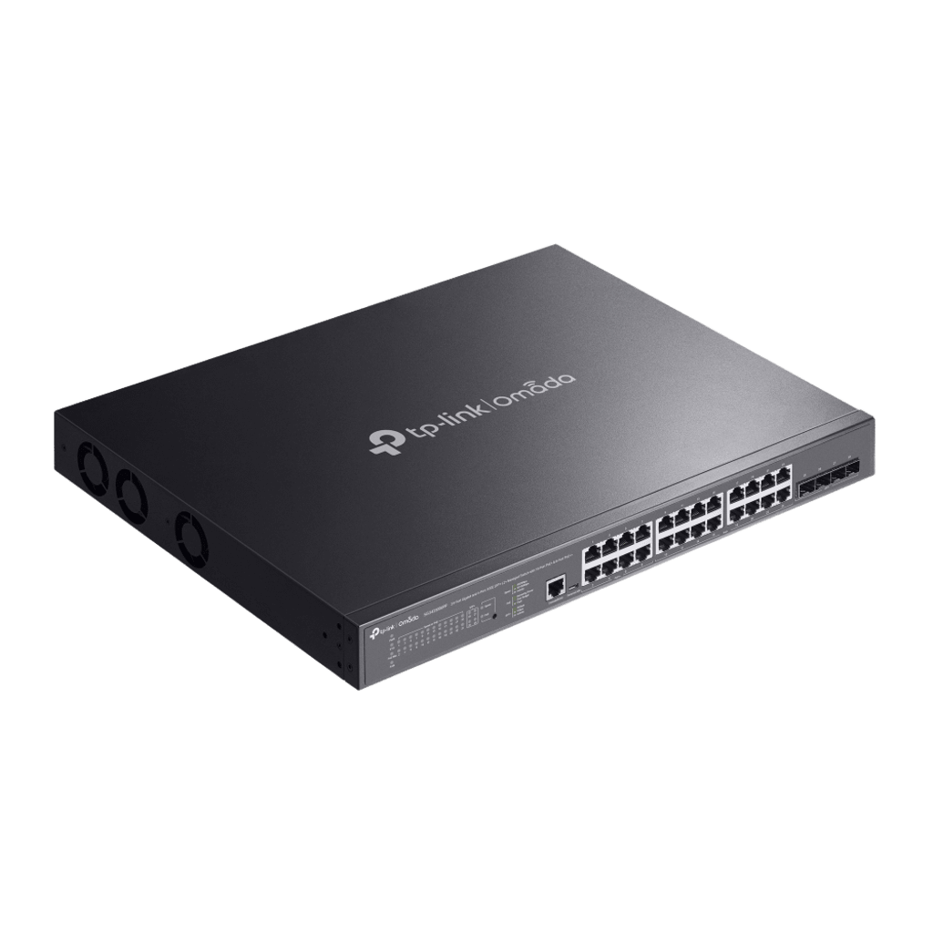 Switch L2+ Gestionado Omada / 24 Puertos Gigabit RJ45 + 4 Puertos 10G SFP+ / 16 Puertos PoE+ (30W) + 8 Puertos PoE++ (90W) / 128 Gbps Capacidad