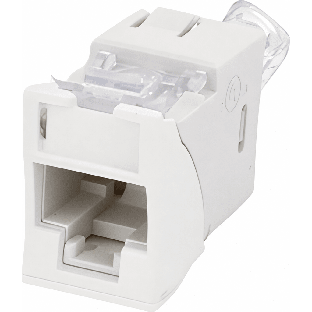 Jack Ultramax Cat6, UTP, Montaje Híbrido en Placa de Pared (Plano y Angulado), Color Blanco, Punch Down