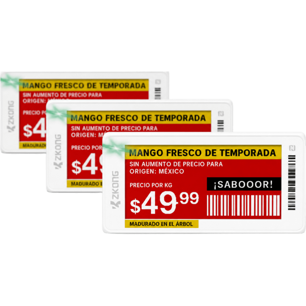 Etiqueta de Estantería Electrónica ESL ZKE21B / Pantalla EPD 2.13 Pulgadas / Resolución 122x250 Píxeles / 4 Colores (Negro Blanco Rojo Amarillo)
