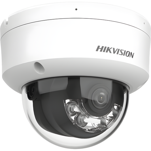 [Dual Light + 2 Micrófonos Integrados] Domo IP 4 Megapixel / Lente 2.8 mm / 30 mts Luz Blanca + 30 mts IR / ACUSENSE / Exterior IP67 / IK10 / WDR 120