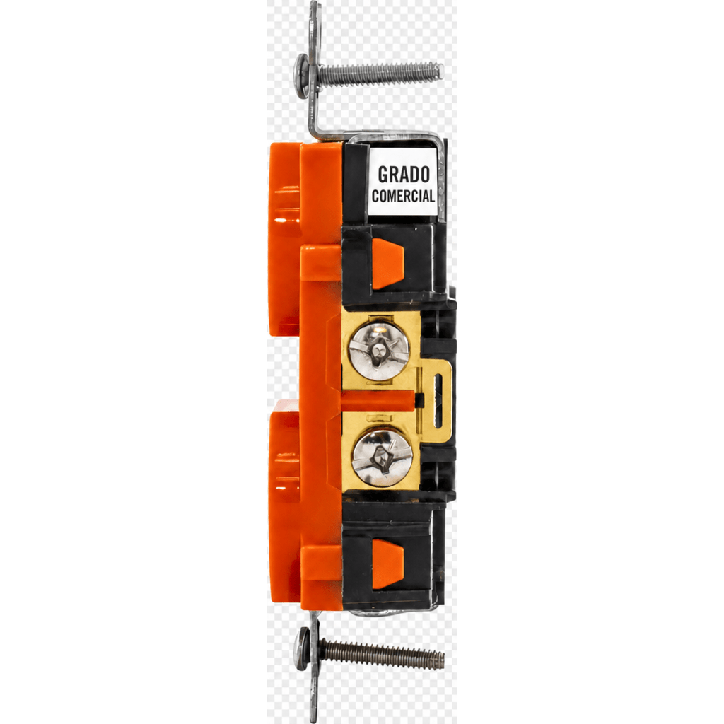 Contacto Dúplex Grado Comercial / 20A 125V / Conexión a Tierra Aislada / 2 Polos 3 Hilos / NEMA 5-20R / Color Naranja