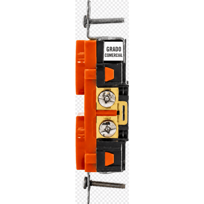 Contacto Dúplex Grado Comercial / 20A 125V / Conexión a Tierra Aislada / 2 Polos 3 Hilos / NEMA 5-20R / Color Naranja