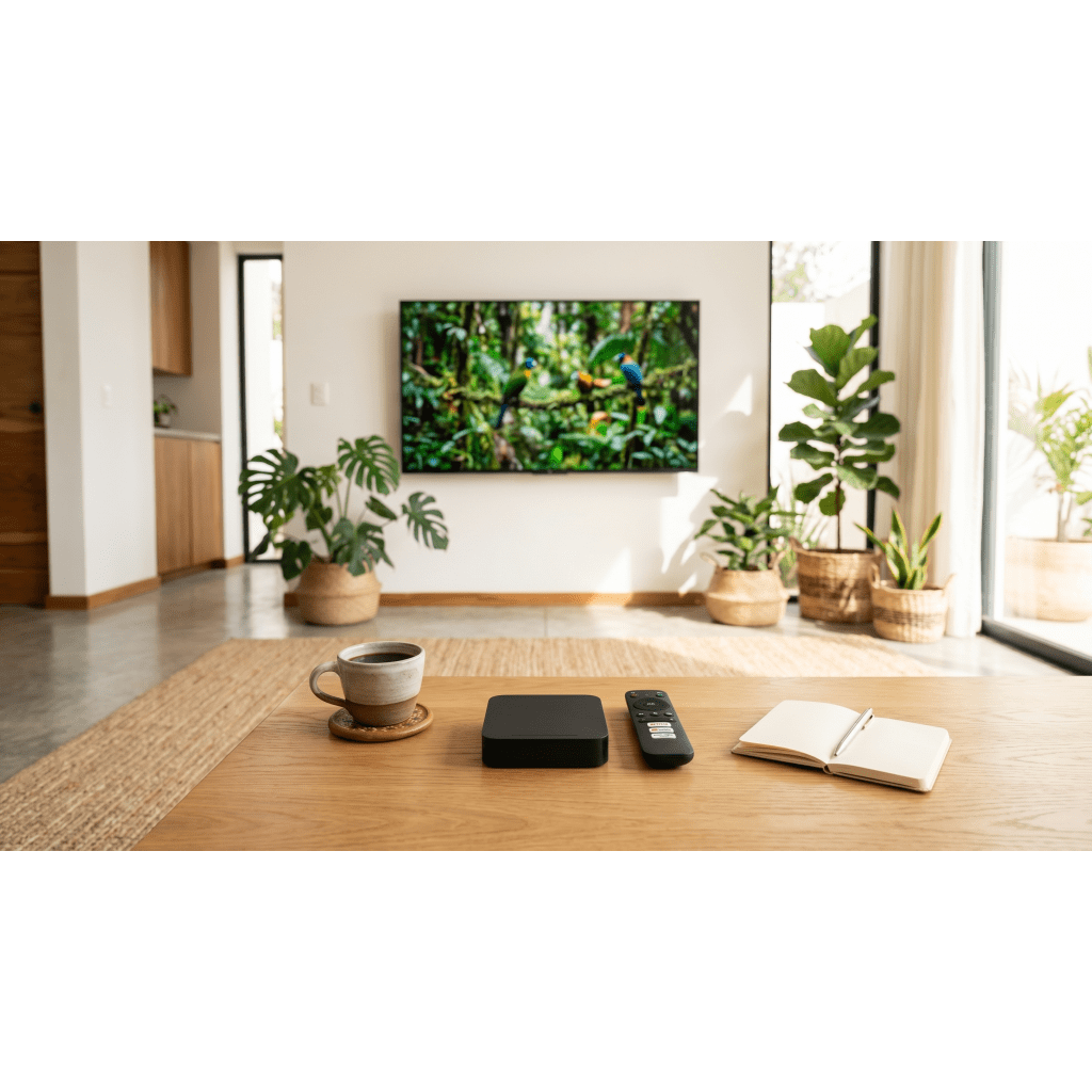 STB 4K Android con Google TV / Alto Rendimiento / Conexión Wi-Fi y por Cable / Control Remoto Bluetooth / Salida HDMI / APP Hik Connect Pre-instalada