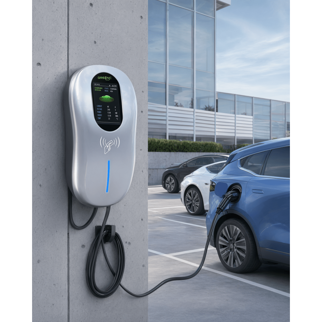 Estación de Carga para Vehículos Eléctricos / 40 A / 9.6 kW / Conector Tipo 1 (SAE J1772) / 110-240 V AC / Pantalla LCD 4.3 in (10.9 cm) / WiFi / APP