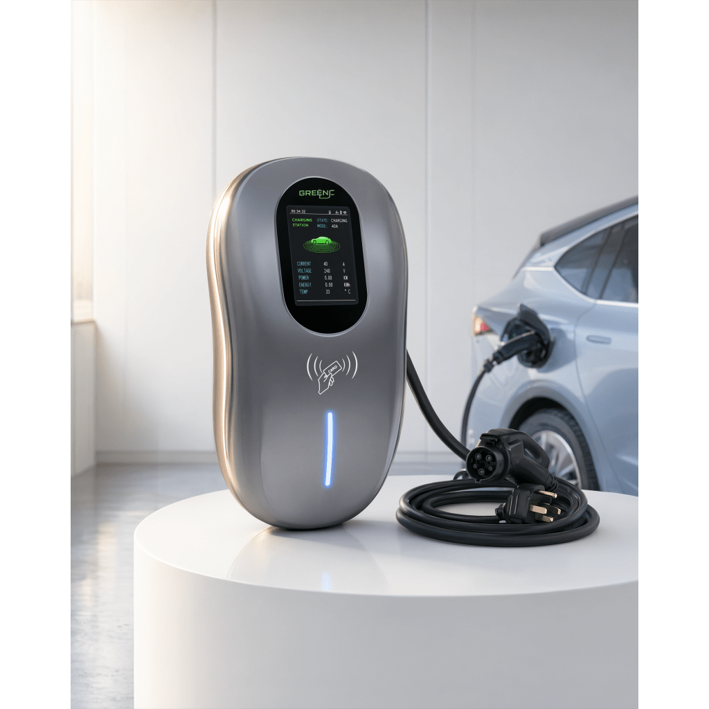 Estación de Carga para Vehículos Eléctricos / 40 A / 9.6 kW / Conector Tipo 1 (SAE J1772) / 110-240 V AC / Pantalla LCD 4.3 in (10.9 cm) / WiFi / APP