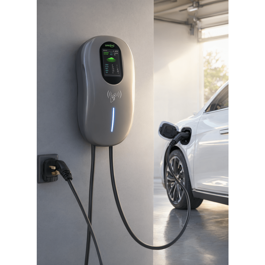 Estación de Carga para Vehículos Eléctricos / 40 A / 9.6 kW / Conector Tipo 1 (SAE J1772) / 110-240 V AC / Pantalla LCD 4.3 in (10.9 cm) / WiFi / APP