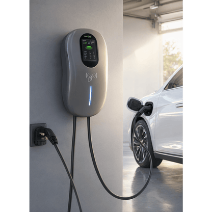 Estación de Carga para Vehículos Eléctricos / 40 A / 9.6 kW / Conector Tipo 1 (SAE J1772) / 110-240 V AC / Pantalla LCD 4.3 in (10.9 cm) / WiFi / APP