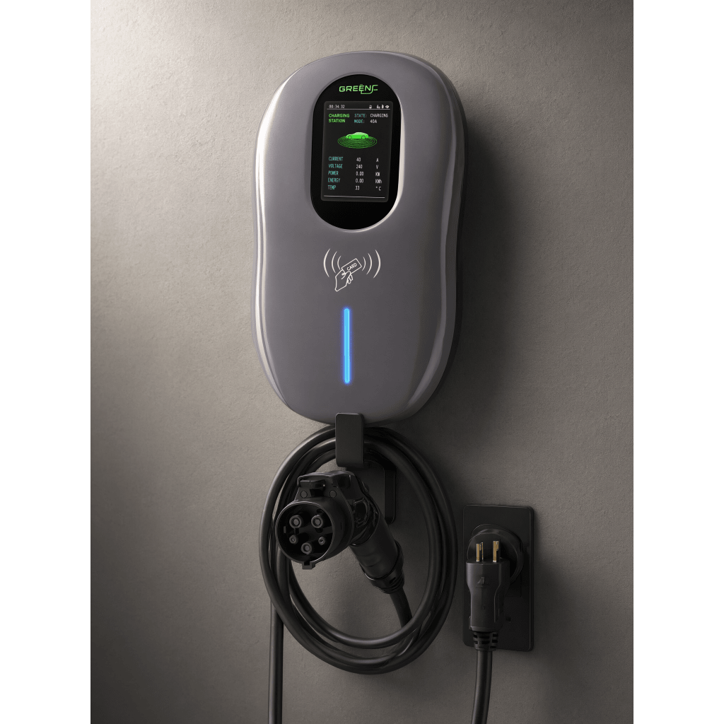 Estación de Carga para Vehículos Eléctricos / 40 A / 9.6 kW / Conector Tipo 1 (SAE J1772) / 110-240 V AC / Pantalla LCD 4.3 in (10.9 cm) / WiFi / APP