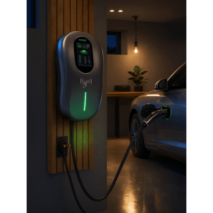Estación de Carga para Vehículos Eléctricos / 40 A / 9.6 kW / Conector Tipo 1 (SAE J1772) / 110-240 V AC / Pantalla LCD 4.3 in (10.9 cm) / WiFi / APP