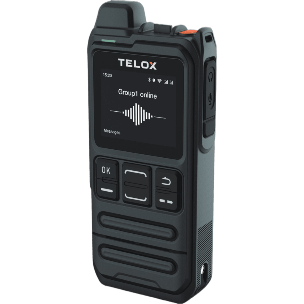Radio PoC LTE TELOX MT100 / Tamaño de Bolsillo 113 mm / Audio 3W / IP54 / Batería 4000 mAh / Doble SIM LTE Cat.4 / Pantalla 1.77" / Android 8.1