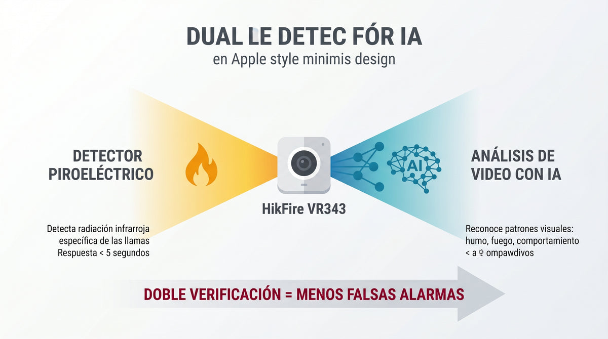 (HikFire) Cámara IP de Detección Llama y Humo con IA / 4 Megapixel / Detector de llama piroeléctrico / Compatible con Hik-Connect / Micrófono y
